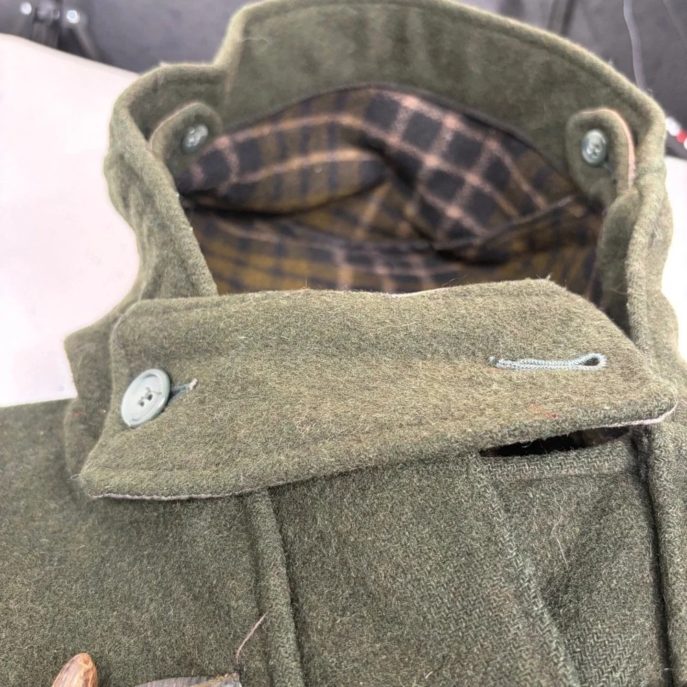 Gloversall‎ London Duffle Coat Hooded Wool Toggle Gold Label Green 40 VTG 60's